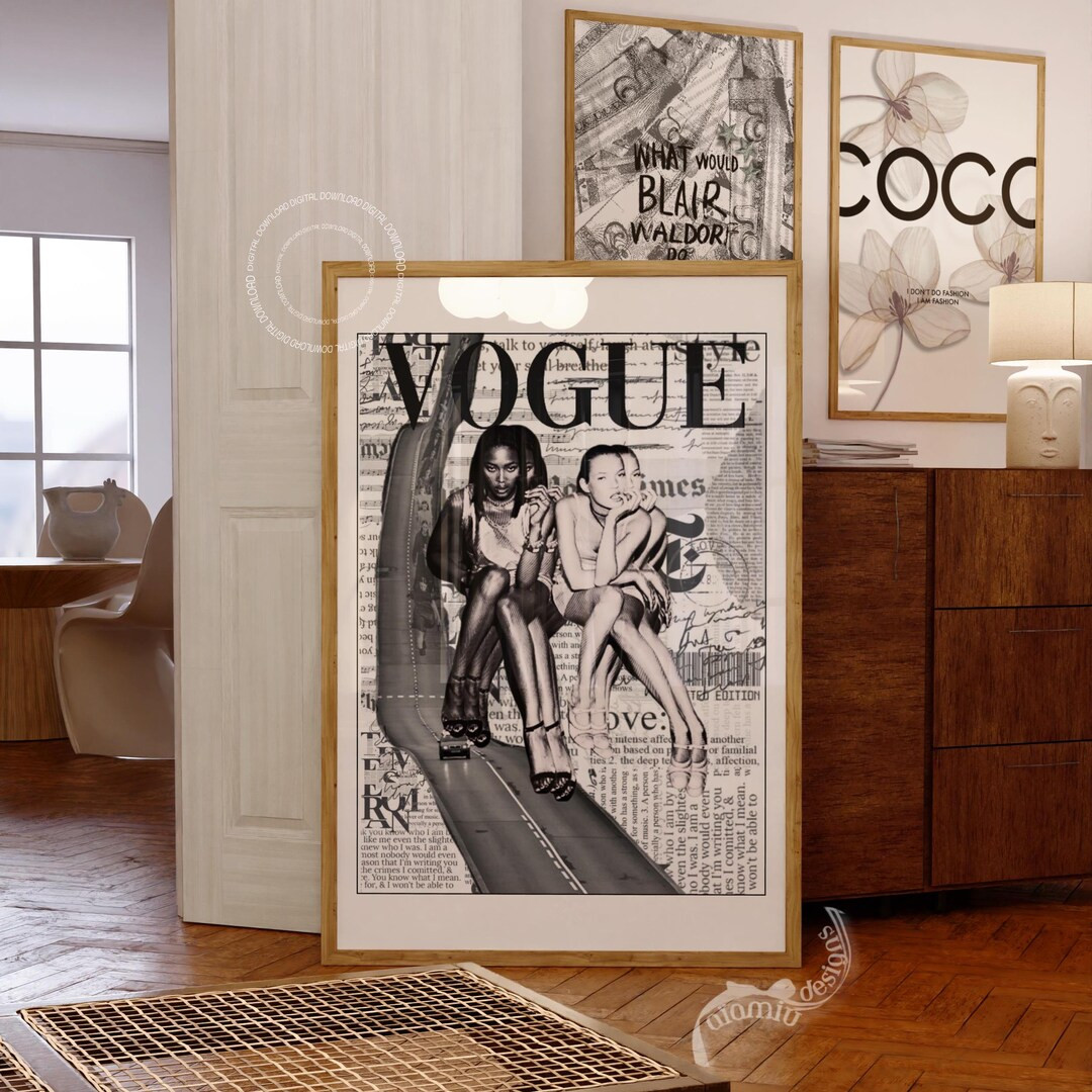 Kate Moss & Naomi Campbell Wall Art, Vogue Collage Poster, Trendy Fashion Poster, Magazine Print,... | Etsy (US)