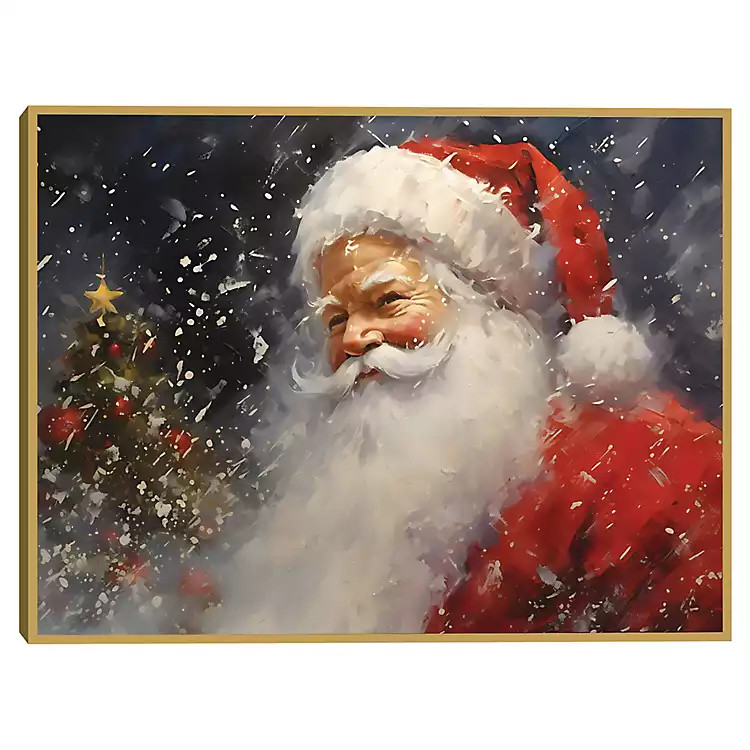 Snowy Santa Claus Framed Canvas Art Print | Kirklands