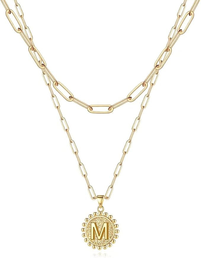 Layered Choker Necklaces for Women, 14K Gold Plated Dainty Layering Paperclip Chain Necklace Simple  | Amazon (US)
