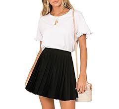 Afibi Women Short Uniform High Waist Pleated Skater Tennis Skirt with Shorts | Amazon (US)