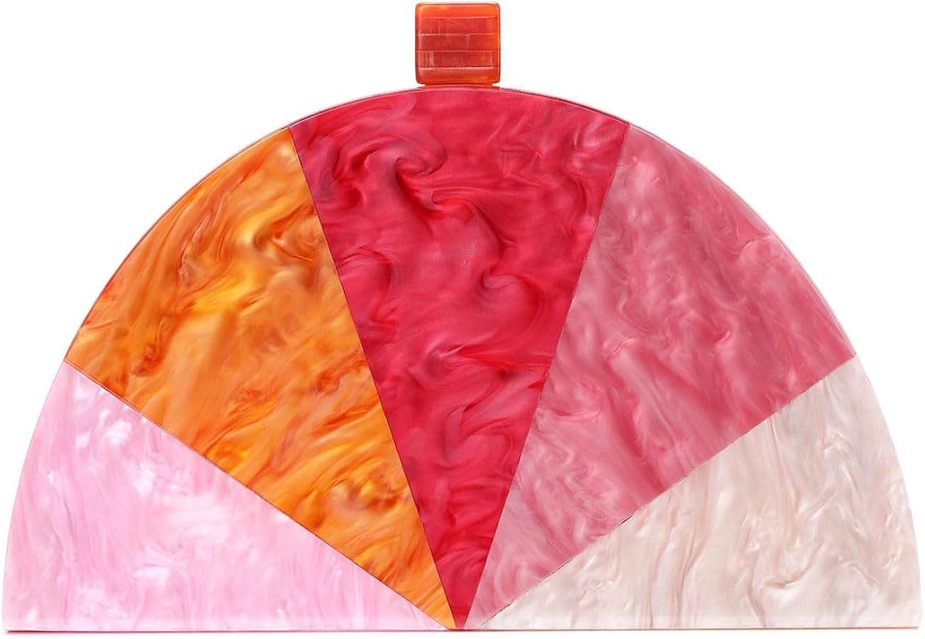 Acrylic Clutch Purses for Women, Semicircle Colorful,Women's Evening Bag For Weddings Party Prom | Amazon (US)