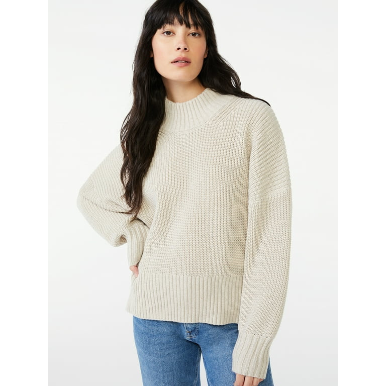 Free Assembly Women's Oversized Mock Neck Sweater | Walmart (US)