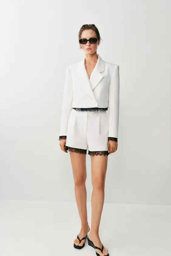 COMBINATION LACE BLAZER WITH SHOULDER PADS | Zara US
