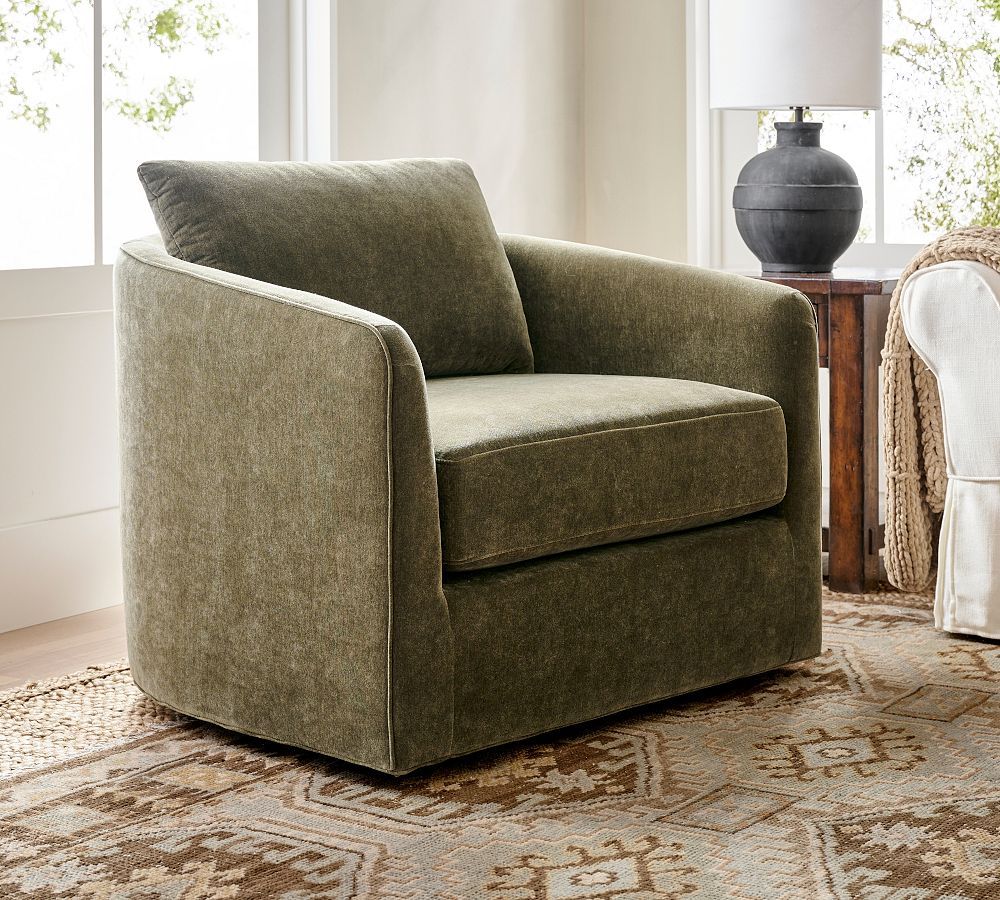 Remmy Upholstered Swivel Armchair | Pottery Barn (US)