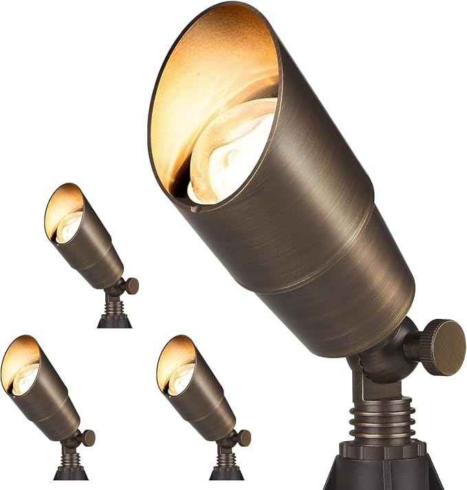 Solid Brass Outdoor Landscape Spotlights, 12V Heavy Duty LED Low Voltage Landscape Spot Light for... | Amazon (US)