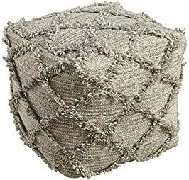 Signature Design by Ashley Adelphie Chevron Natural Wool Pouf, 16 x 16 In, Neutral Gray | Amazon (US)