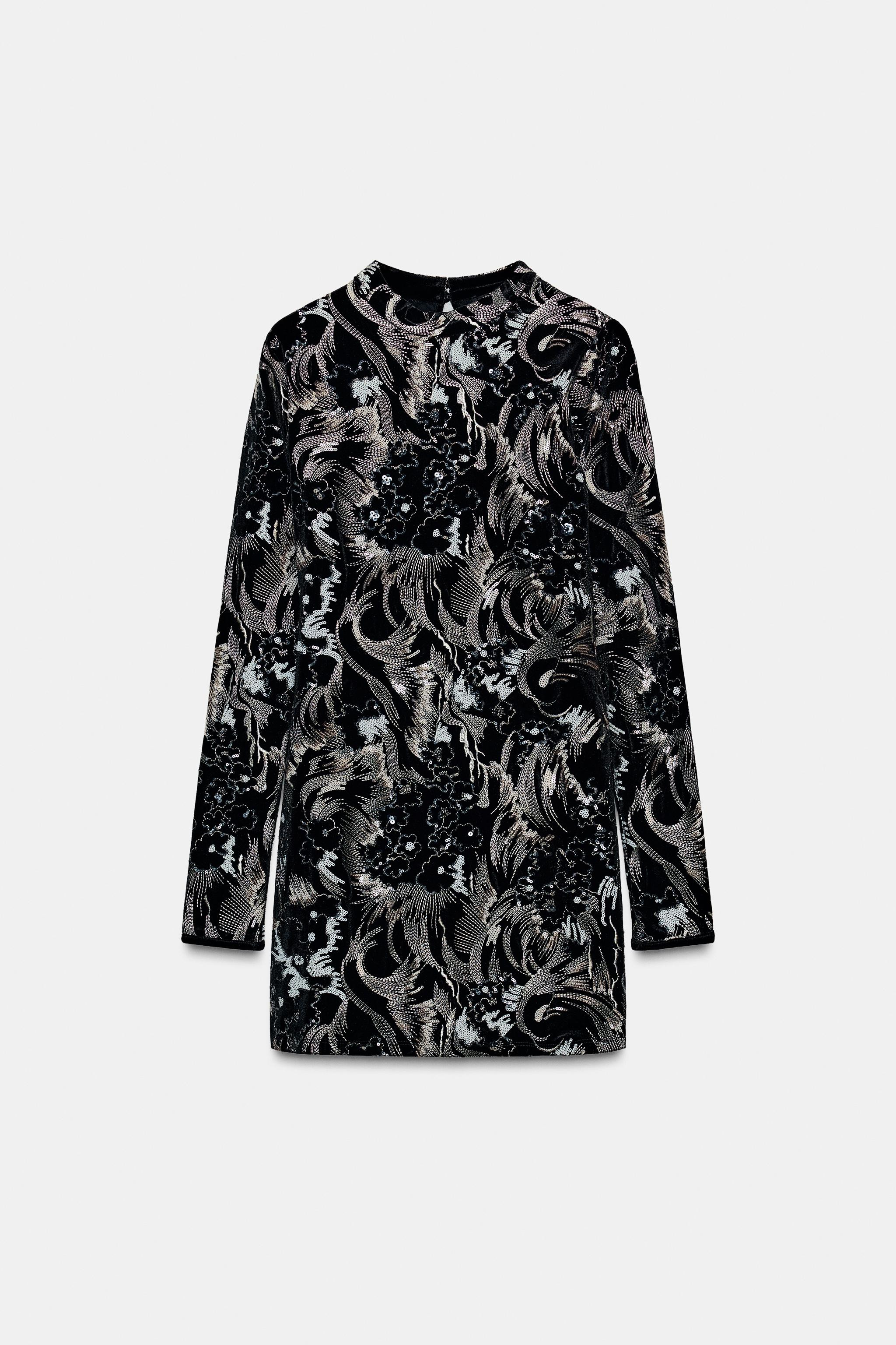 EMBROIDERED VELVET DRESS | Zara UK