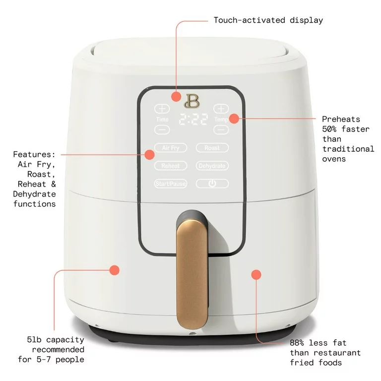 Beautiful 6 Quart Touchscreen Air Fryer, White Icing by Drew Barrymore new | Walmart (US)