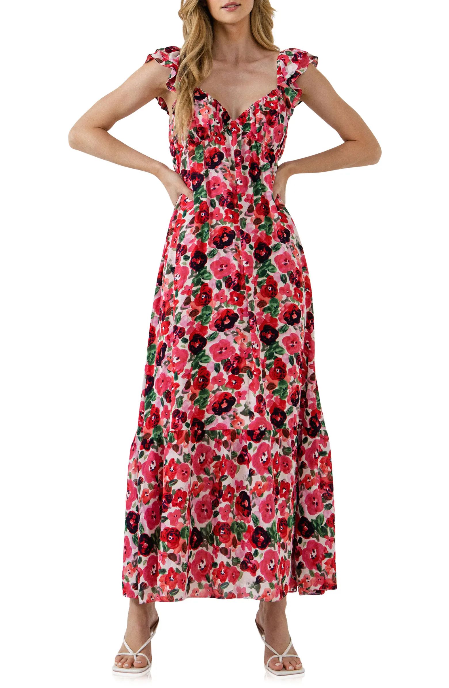 Endless Rose Floral Print Sweetheart Maxi Dress | Nordstrom | Nordstrom