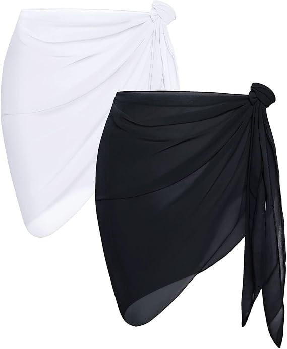 CHICGAL 2 Pieces Women Beach Sarong Bathing Suit Wrap Skirt Sheer Bikini Swimsuit Cover Ups for S... | Amazon (US)