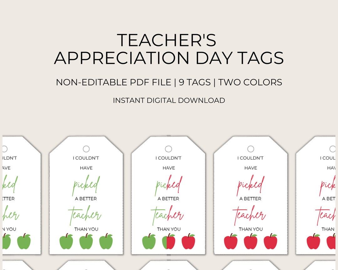 Teacher's Appreciation Day Gift Tags, Teacher's Appreciation Week, Printable Teacher's Appreciati... | Etsy (US)