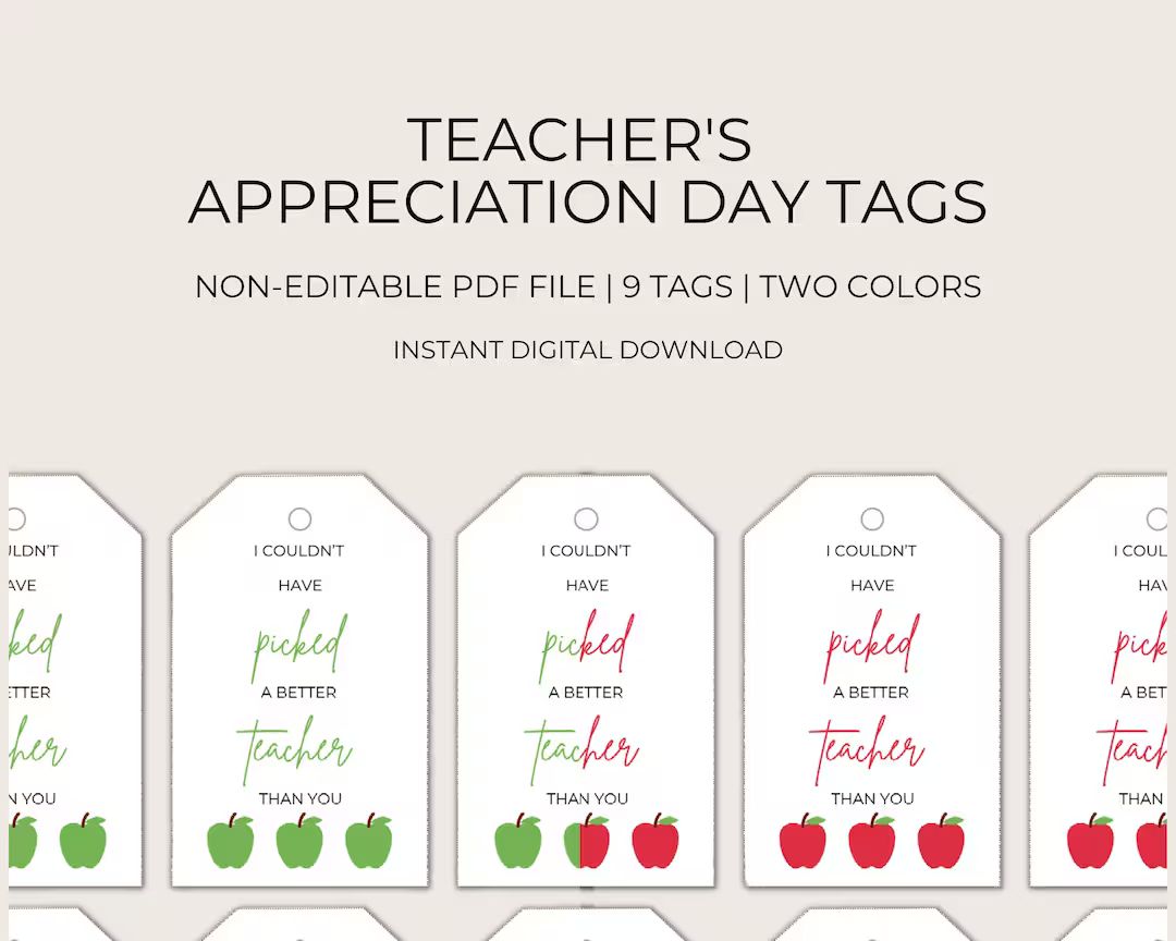 Teacher's Appreciation Day Gift Tags, Teacher's Appreciation Week, Printable Teacher's Appreciati... | Etsy (US)