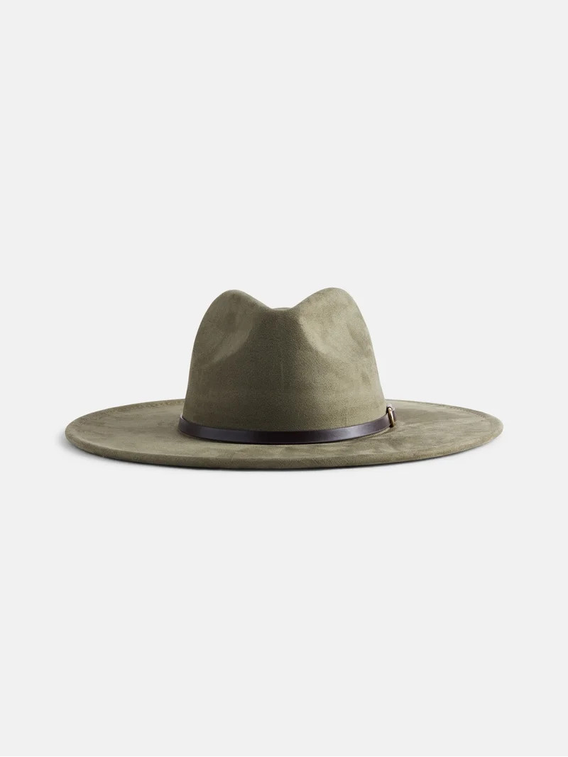 Scenario Women's Faux Suede Fedora with Mix Media Band, Olive | Walmart (US)