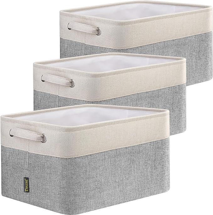 BALEINE 3 Pack Fabric Storage Bins Storage Basket Closet Shelf Organizer for Closet Organizing, D... | Amazon (US)