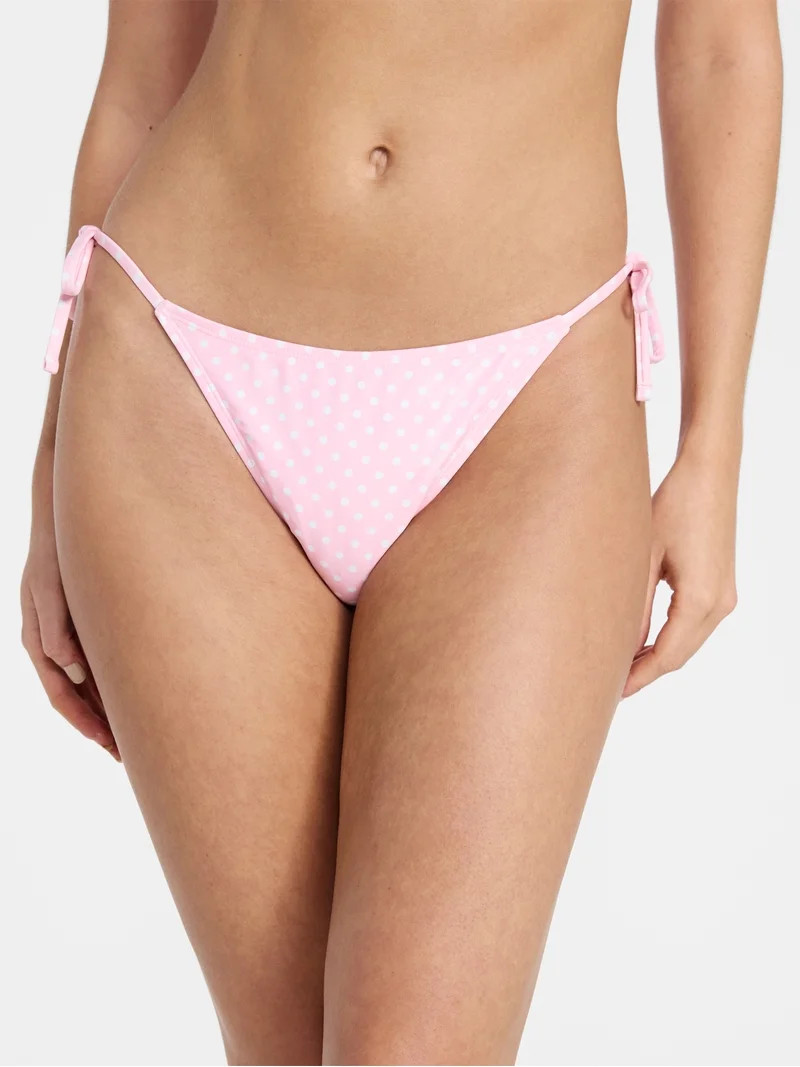 No Boundaries Femme Polka Dot Print Side Tie Bikini Bottoms, Women’s XXS-XXL | Walmart (US)