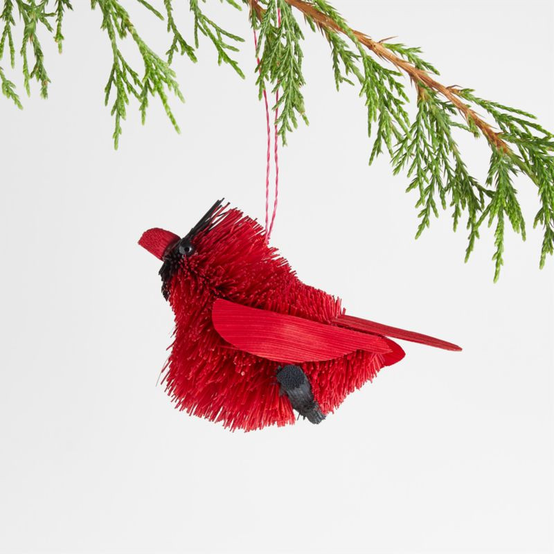 Hand-Painted Buri Cardinal Christmas Tree Ornament + Reviews | Crate & Barrel | Crate & Barrel