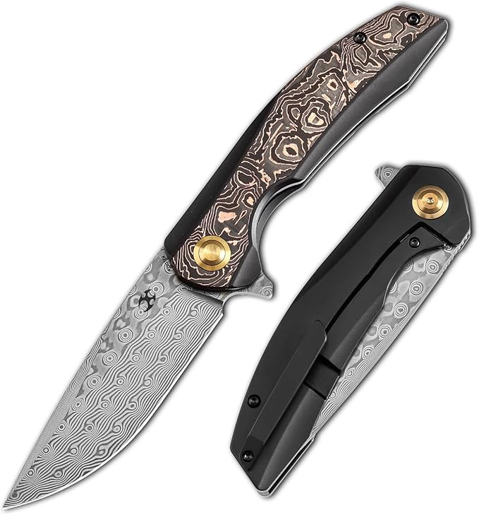 KANSEPT Accipiter Pocket Folding Knives EDC Camping Folding Knife 3.36'' Damascus Blade Pocket Fo... | Amazon (US)