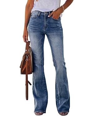 Koinshha Womens High Waisted Jeans Flare Stretch Boyfriend Bootcut Casual Denim Pants | Amazon (US)