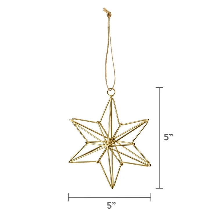Gold Star Christmas Ornament, 5 in, by Holiday Time | Walmart (US)