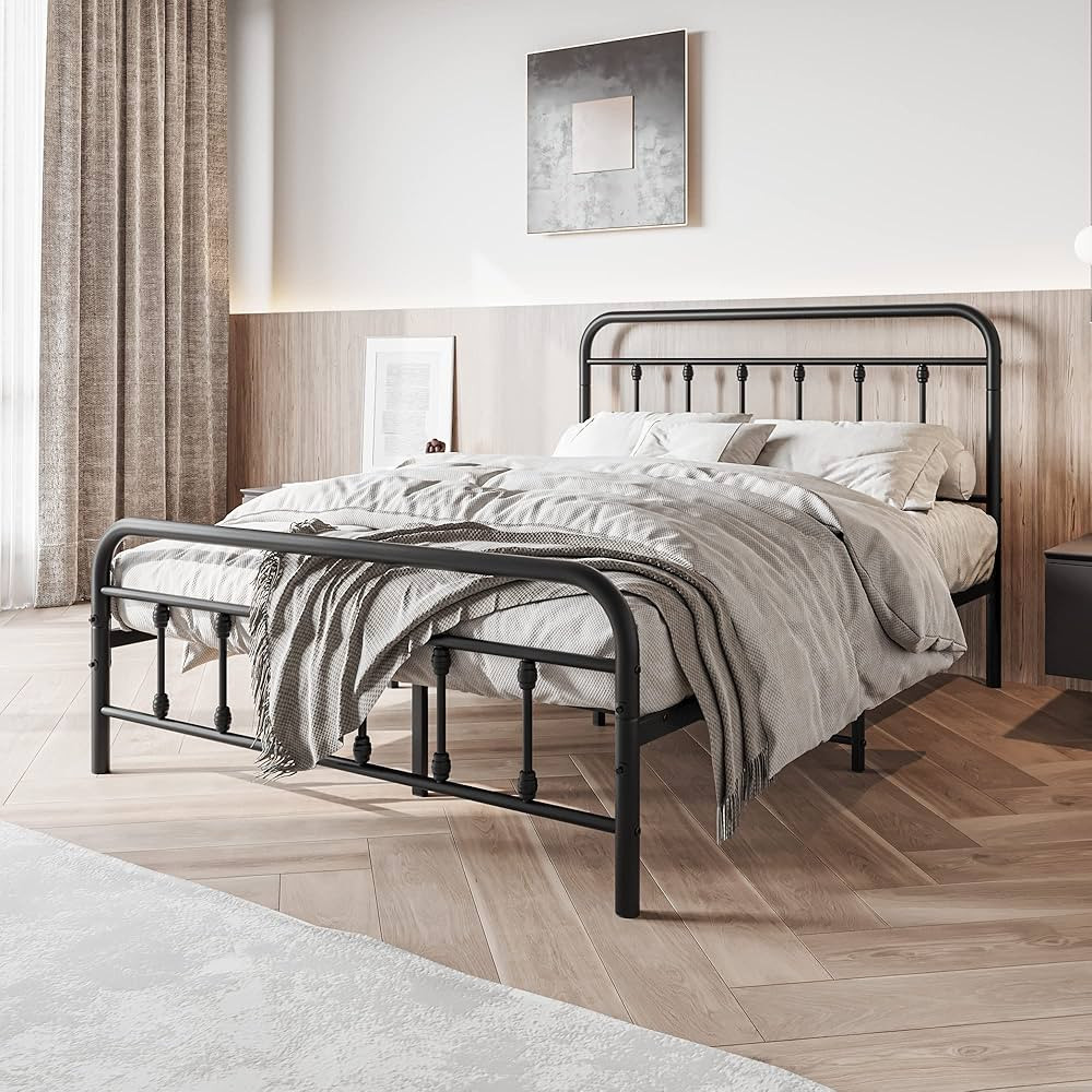 Vintage Full Size Bed Frame with Headboard and Footboard Mattress Heavy Duty Metal Platform, Stee... | Amazon (US)