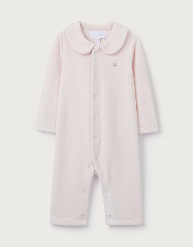 Organic Cotton Velour Collared Sleepsuit (0–24mths) | The White Company UK & ROW
