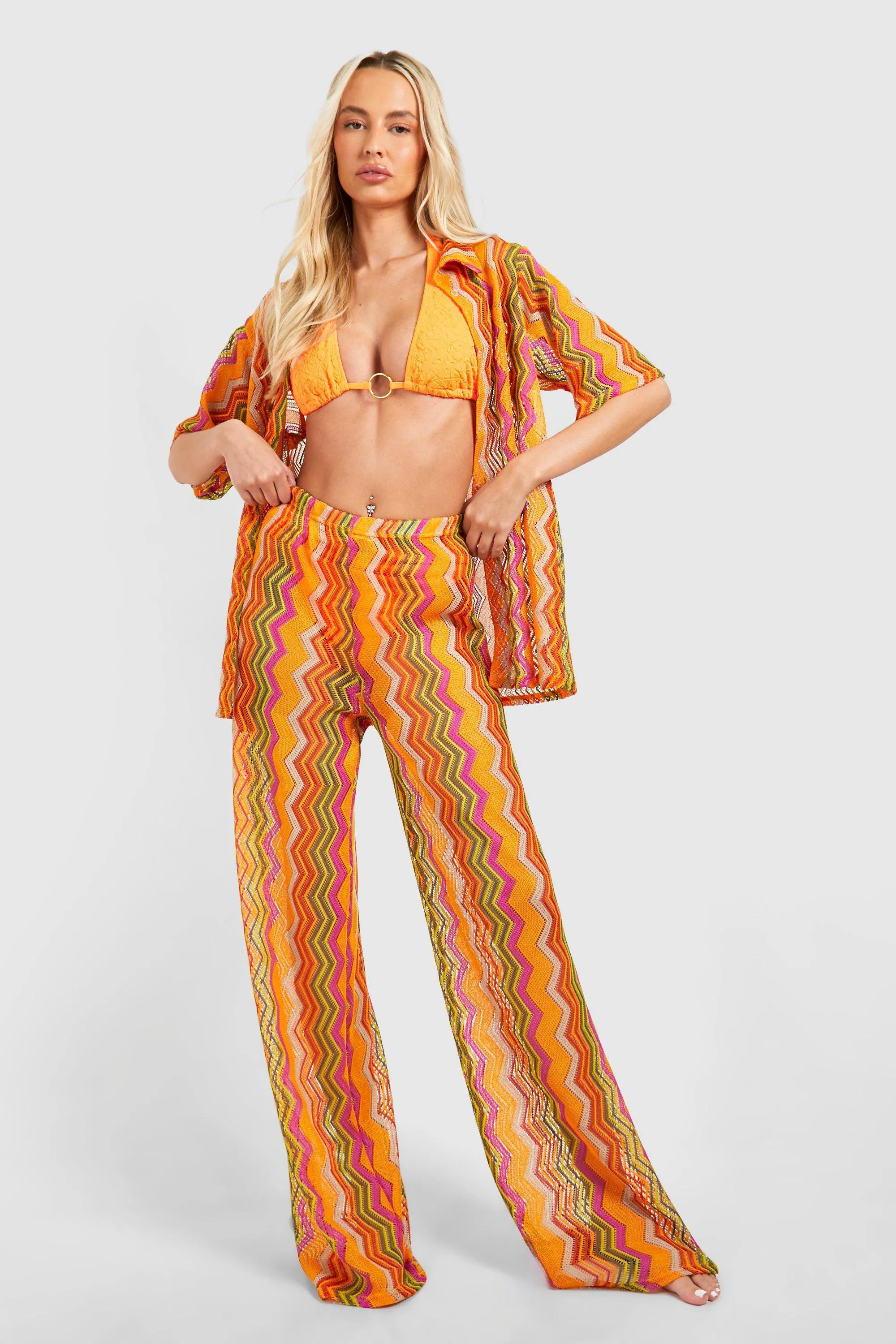 Beachwear | Hoge Zig Zag Haakstrandbroek | boohoo | Boohoo.com (NL)