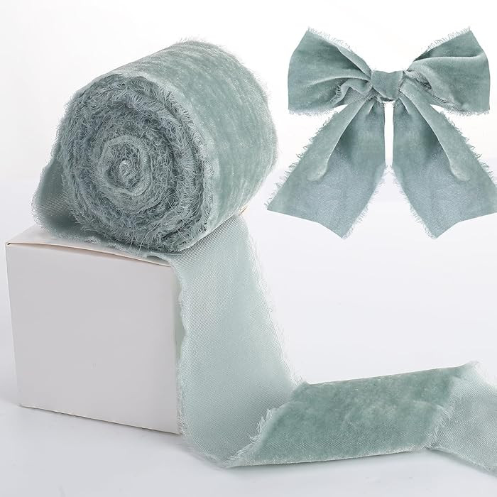 Wide Velvet Ribbon 3 Inch - Handmade Frayed Silk Velvet Ribbon Raw Edge, Vintage Fringe Fabric Ri... | Amazon (US)