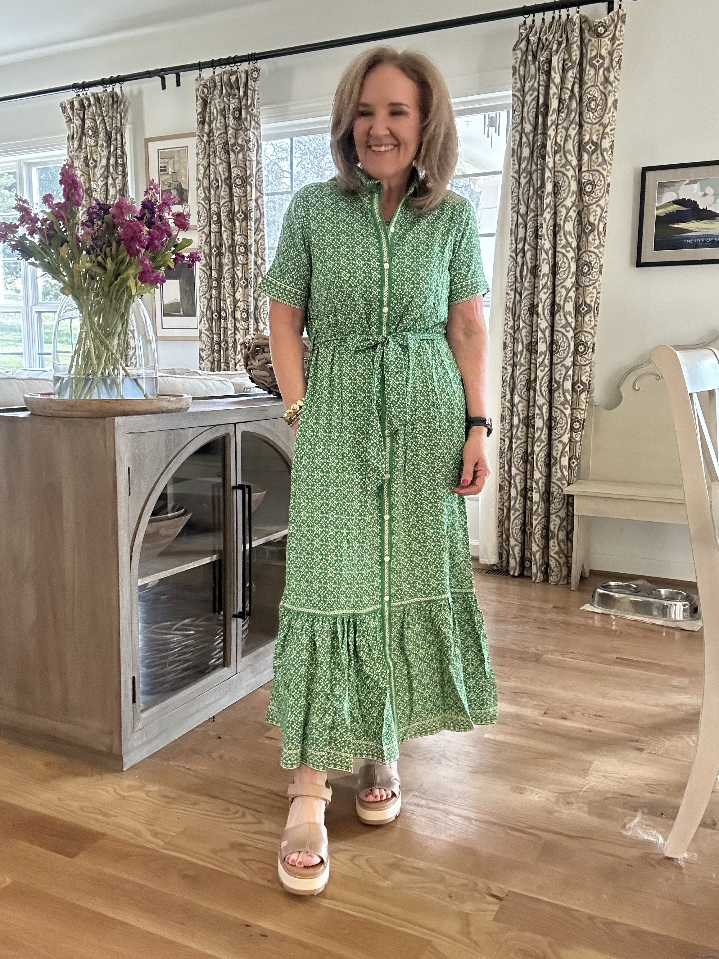 Dress size medium. If inbetween size up! Big #rackscore
The sandals too. A hint of metallic. 

Vacation dress cruise dress green dress sorel sandals Easter dress 


#LTKOver40 #LTKFindsUnder50 #LTKWatchNow