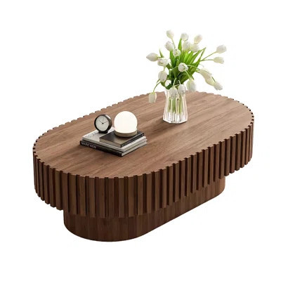 Oval Coffee Table,Mid Century Modern Fluted Coffee Table With Pedestal, Classic Wood Coffee Table | Wayfair North America