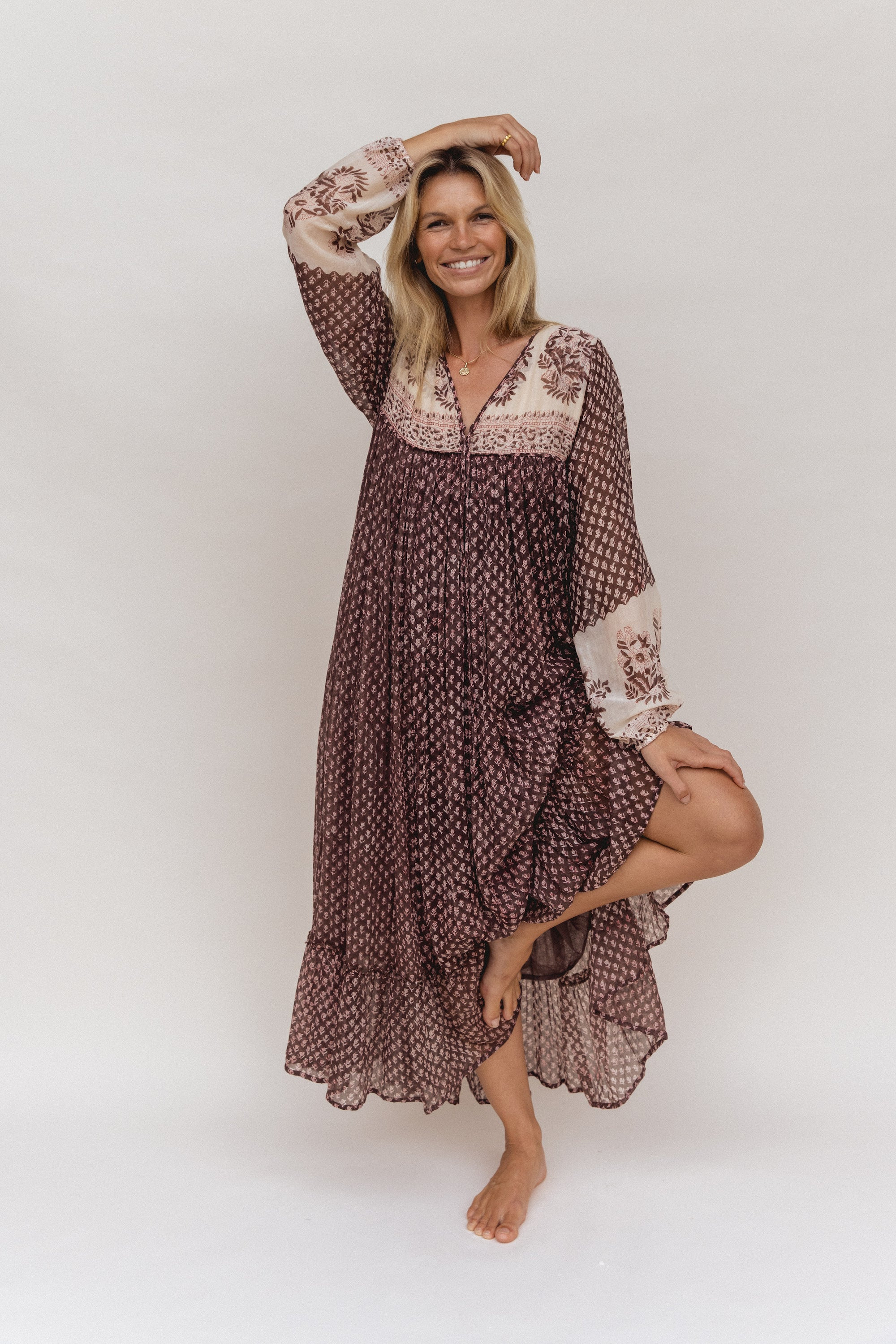 Rooh Maxi Dress ~ Cacao | Daughters of India