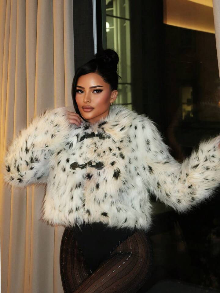 SHEIN SXY Women's Front Button Long Sleeve Fluffy Casual Coat,Faux Fur Coat,Long Fur Coat,White F... | SHEIN