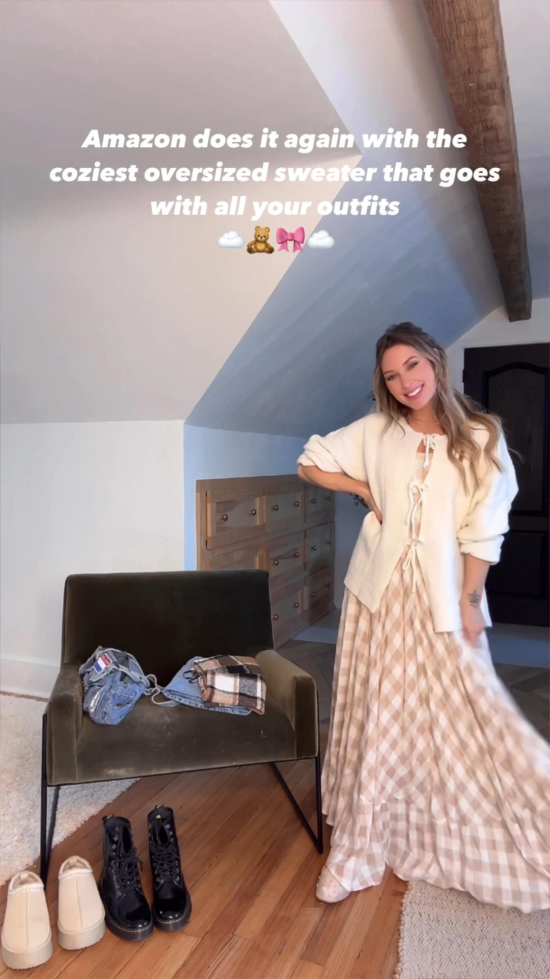 I did size up to a large in the sweater for a more oversized fit but you could go with your normal size for a more fitted sweater. It’s sooooo soft and cozy

#LTKStyleTip #LTKHoliday #LTKFindsUnder50