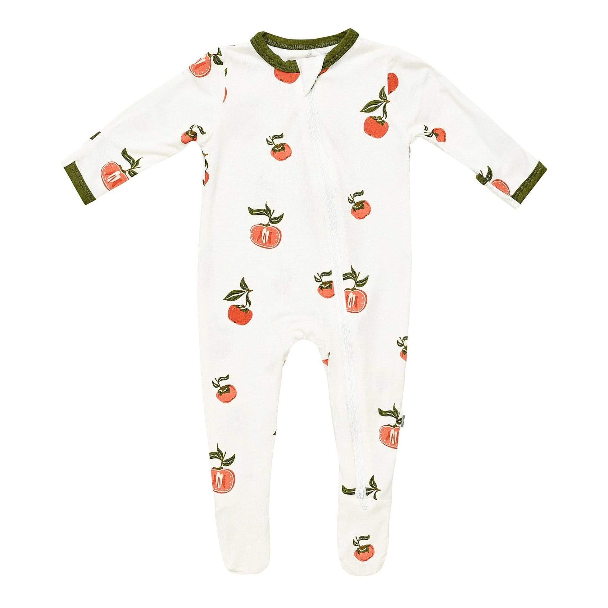 Printed Zippered Footie in Persimmon | Kyte BABY