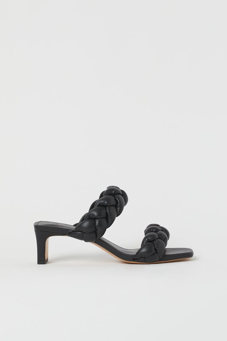 Slip-on sandals in faux leather with open, square toes, wide, braided foot straps, and covered he... | H&M (US + CA)