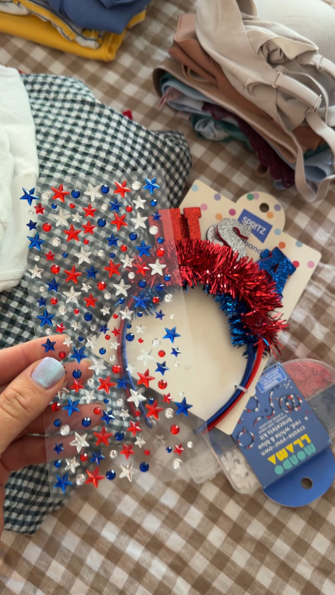 Love these Fourth of July face gems to celebrate fireworks! Would be so cute on your cheeks for a girly and festive outfit. Got them from target