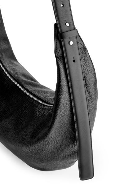 Curved Leather Bag - Black - Ladies | H&M GB | H&M (UK, MY, IN, SG, PH, TW, HK)