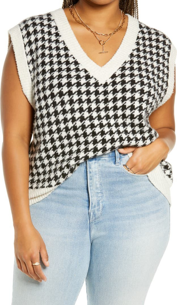 Oversize Houndstooth Sweater Vest | Nordstrom | Nordstrom