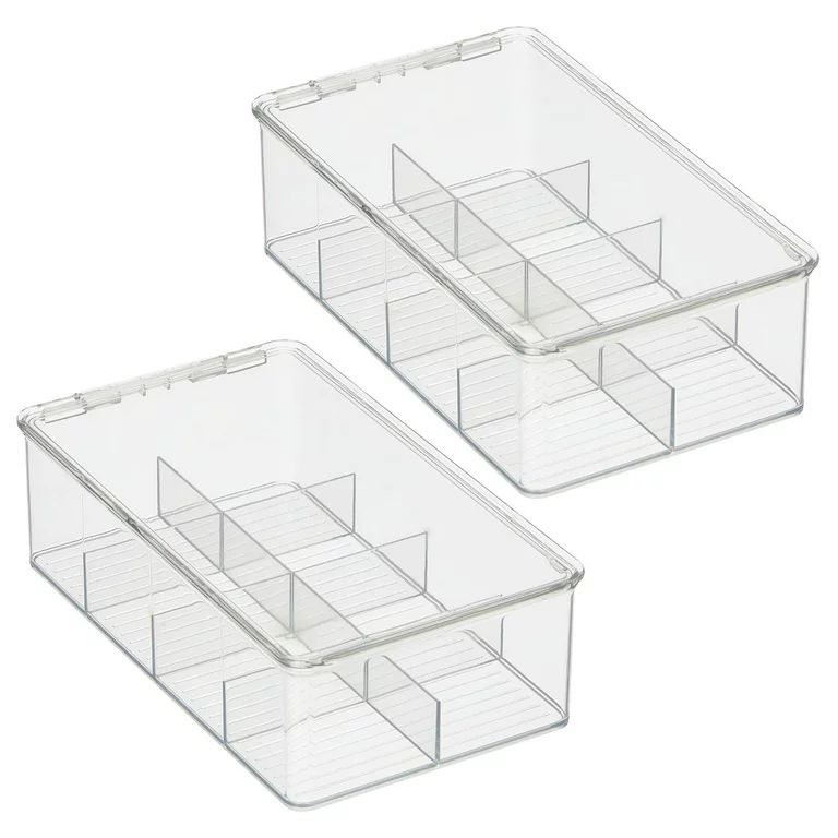 mDesign Stackable Plastic Tea Bag Holder Storage Organizer Bin Box with Clear Top - 8 Sections - ... | Walmart (US)