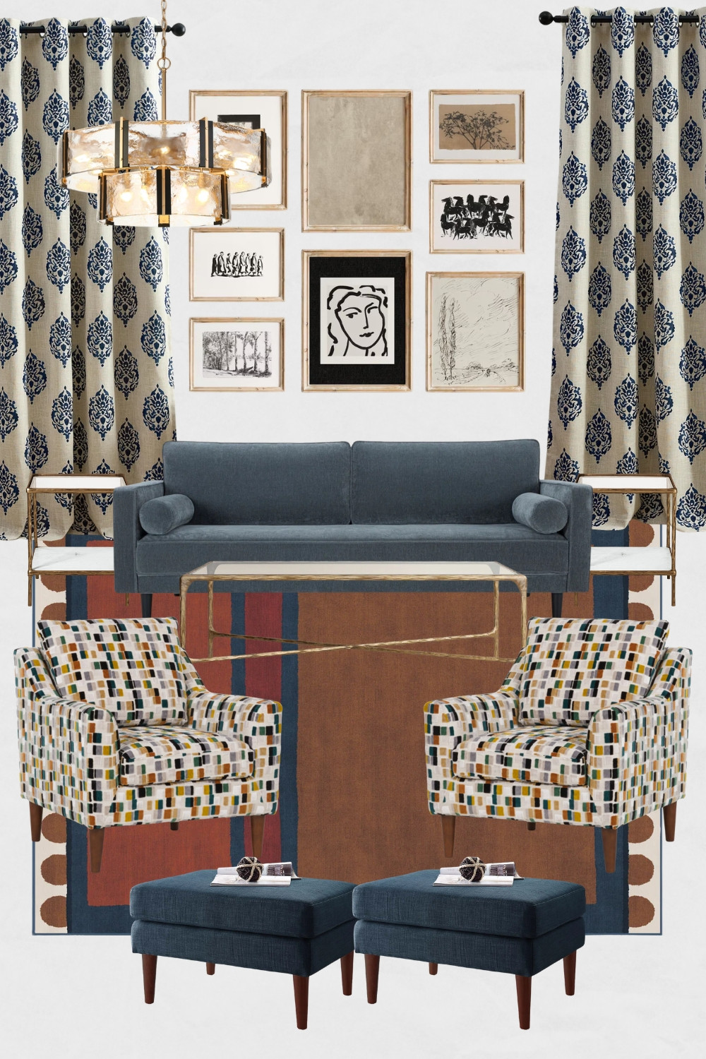 Blue and Rust Living Room Moodboard, Mid-Century Modern Living Room Design Ideas, Blue and Rust Living Room Decor, Eclectic Living Room Decor, Bright Living Room Design

#eclecticlivingroom #homedecor #instahome #midcenturymodernlivingroom #mcm #blueandrustlivingroom 

 #LTKSpringSale #LTKHome #LTKSaleAlert