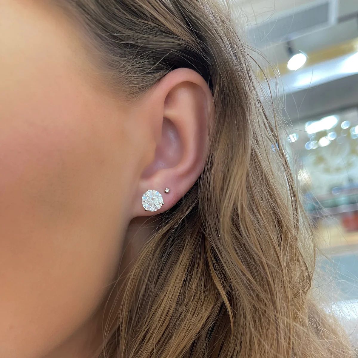 Lab Grown Three Prong Martini Diamond Stud Earrings (4ctw) | RW Fine Jewelry