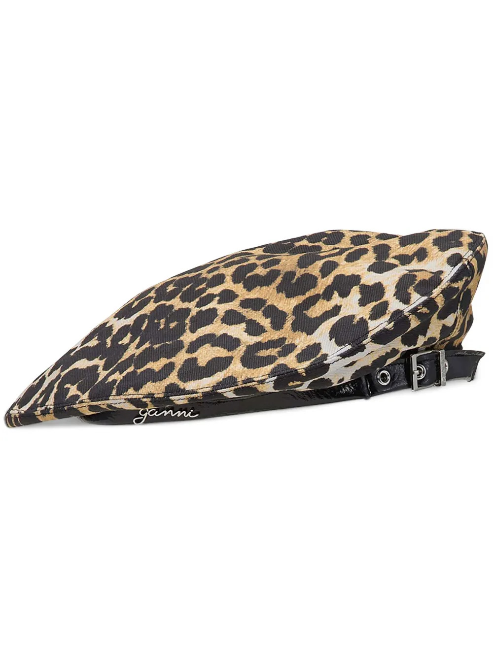 GANNI leopard-print Beret | Brown | FARFETCH | Farfetch Global