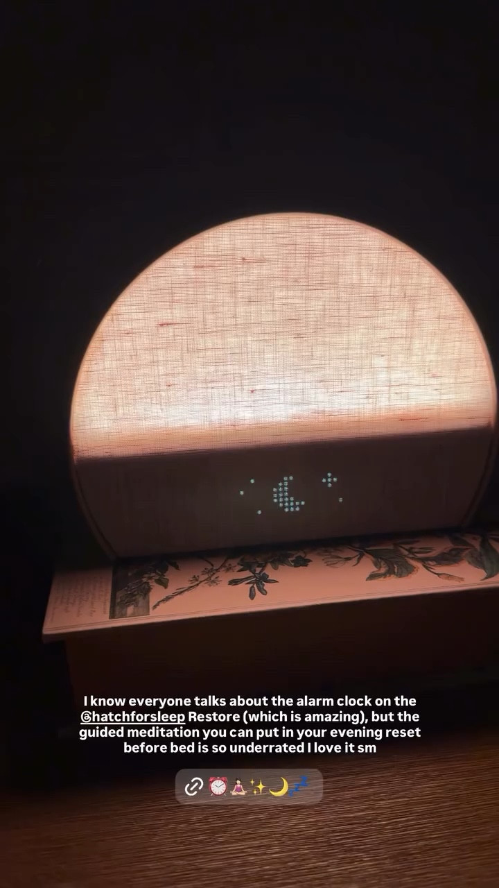 I know everyone talks about the alarm clock on the @hatchforsleep Restore (which is amazing), but the guided meditation you can put in your evening reset before bed is so underrated I love it sm

#LTKstorytime #LTKHome #LTKMothersDay