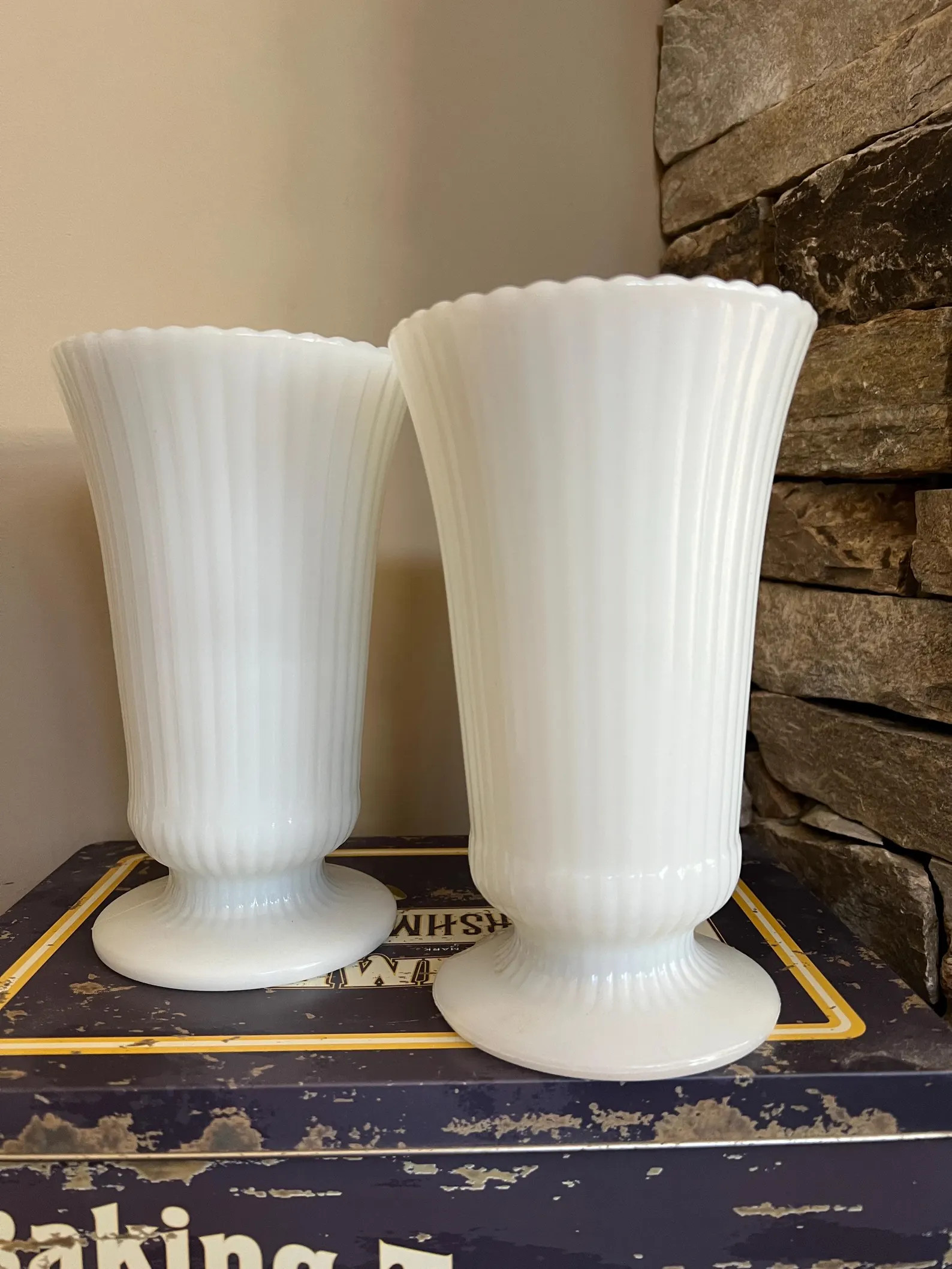 Vintage E.O. Brody Milk Glass Vase: Ribbed Bouquet Planter | Etsy (US)