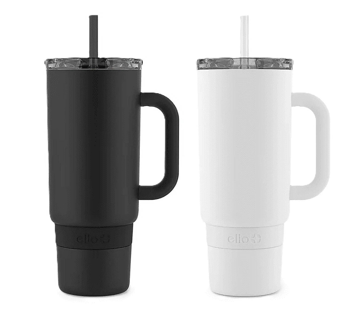 Ello Port 40-oz. Stainless Steel Tumbler with Handle, Black and White, 2 pk. | Walmart (US)