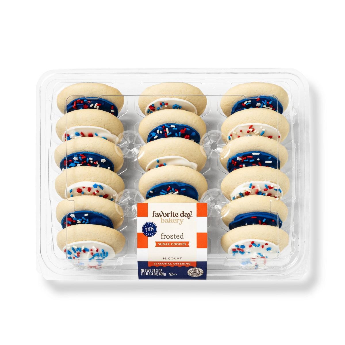 Patriotic Blue & White Frosted Sugar Cookies - 24.3oz/18ct - Favorite Day™ | Target