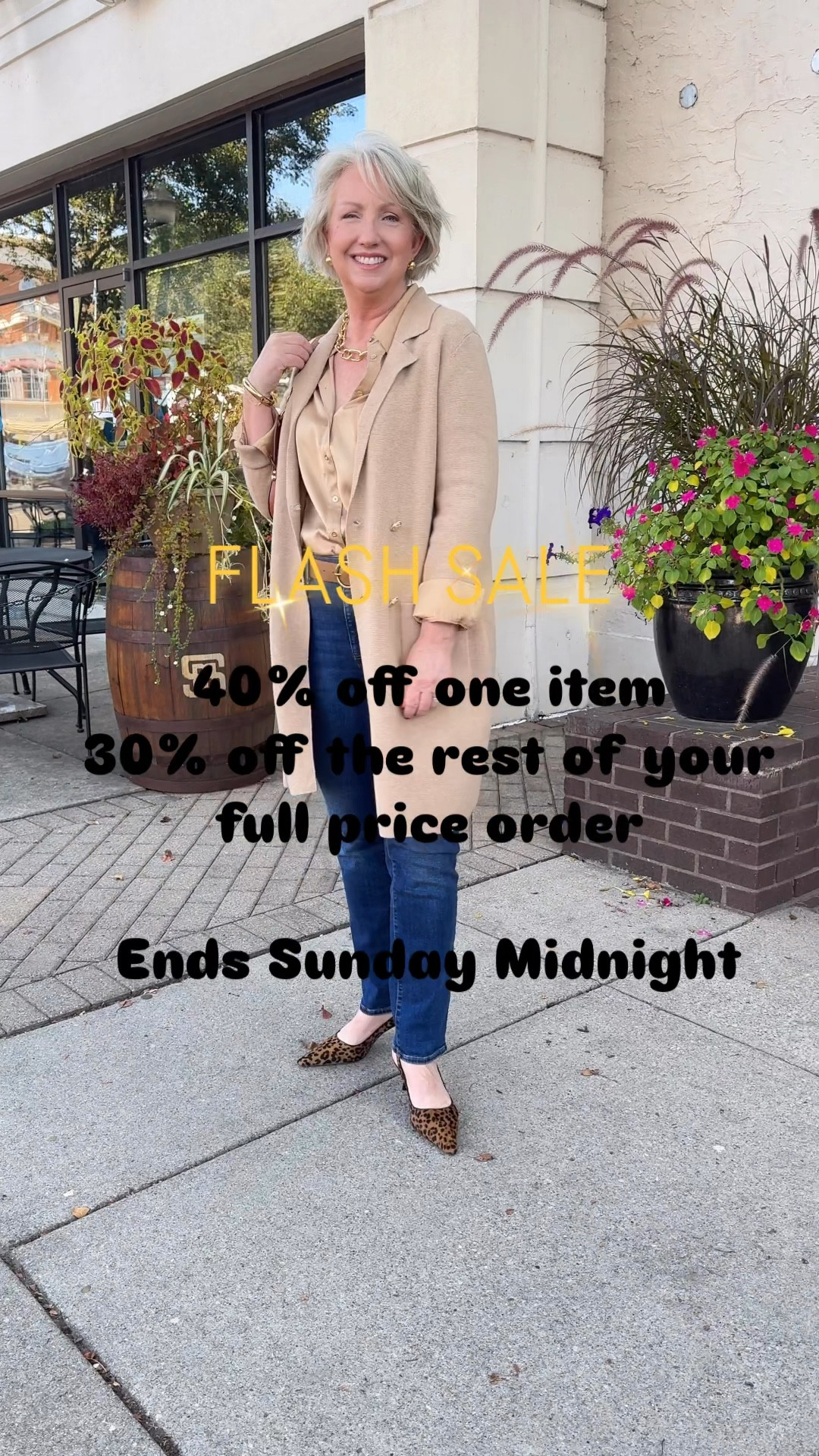 Take advantage of this FLASH SALE. Get 40% off one full price item and 30% off the rest of your full price order. Offer ends Sunday midnight. Everything here fits true to size  

#LTKMidsize #LTKSaleAlert #LTKOver40