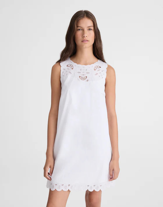 Embroidered Mini Shift Dress in Poplin | Madewell