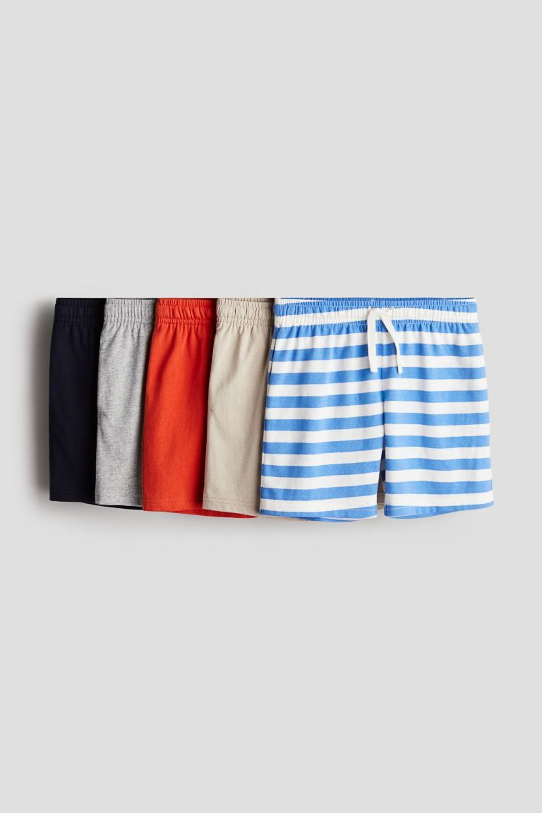 5-pack Cotton Jersey Shorts - Regular waist - Blue/striped - Kids | H&M US | H&M (US + CA)
