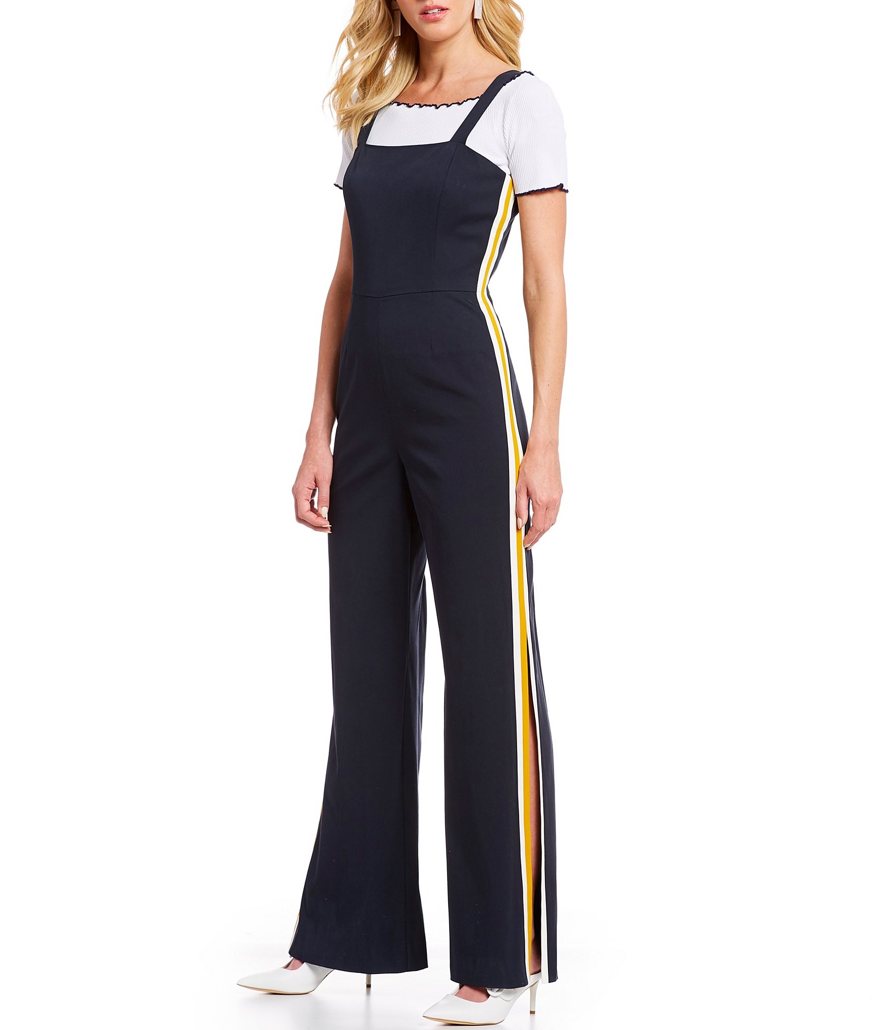 Gianni Bini Mila Square Neck Side Stripe Break Away Jumpsuit | Dillard's | Dillards