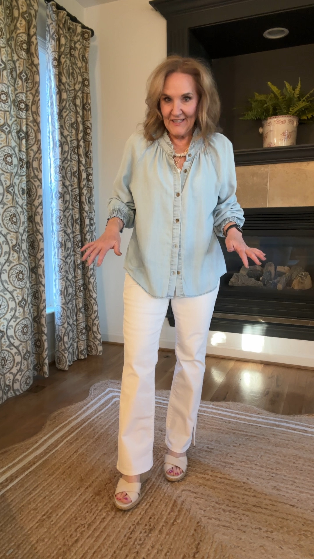 NYDJ white jeans and kut from the kloth chambray shirt at Nordstrom Rack. Oh these are great! 
Blouse medium 
Jeans size 29 


Spring fashion white flare jeans denim shirt 

#LTKSeasonal #LTKFindsUnder50 #LTKOver40